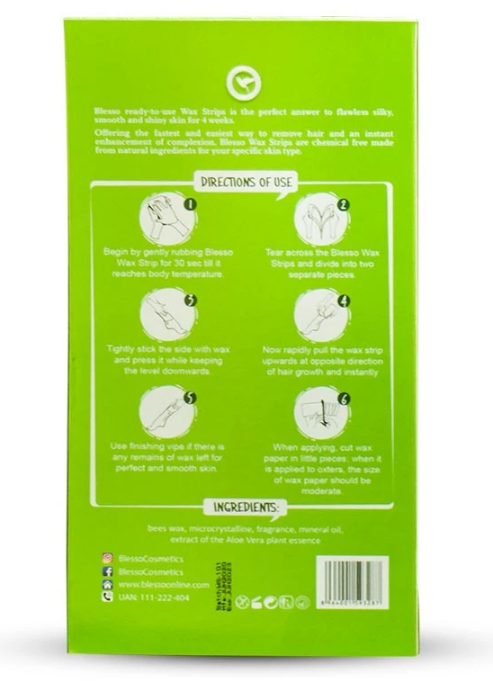 Blesso Waxing Strips ( Active Aloe Vera ) for Dry Skin