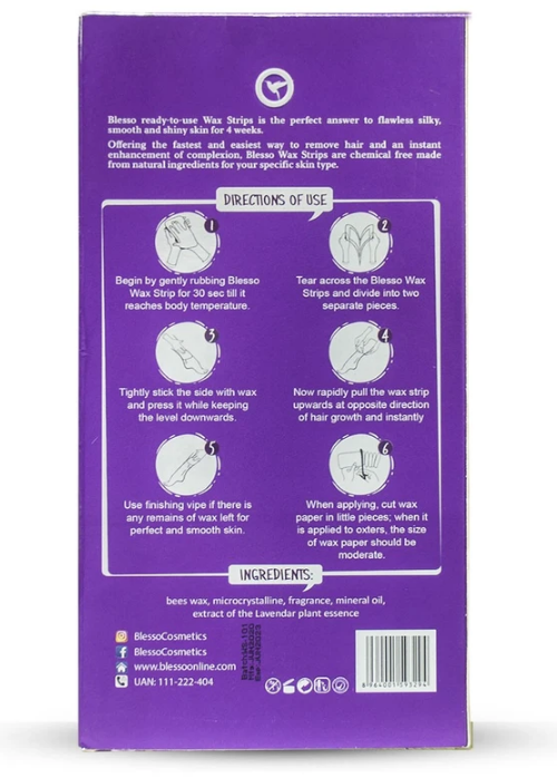 Blesso Waxing Strips ( Gentle Lavender ) for Dry Skin