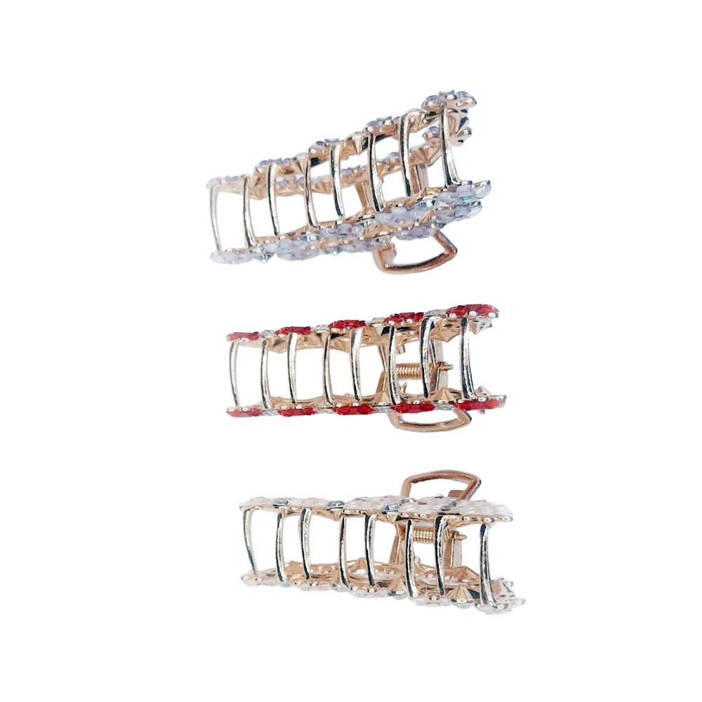 Hair Claw in Crescent Shape with Multi Floral Design