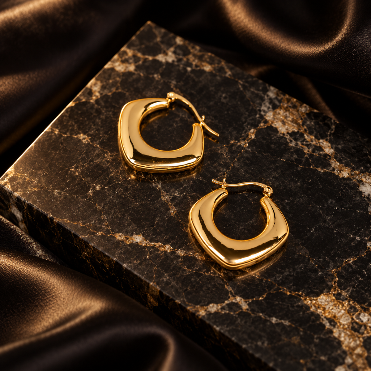 Gold-Tone Chunky Geometric Hoop Earrings for Women