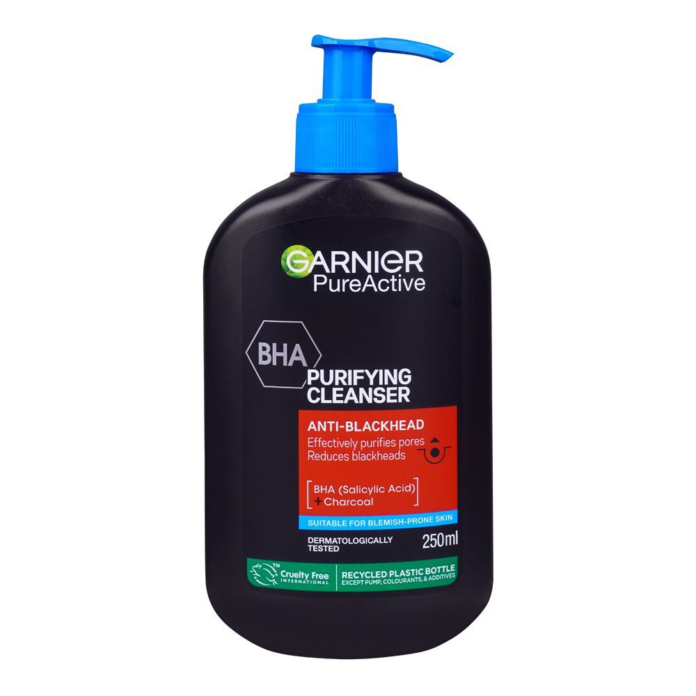 Garnier Skin Active BHA Salicylic Acid+Charcoal Anti-Blackhead Purifying Cleanser 250 ML