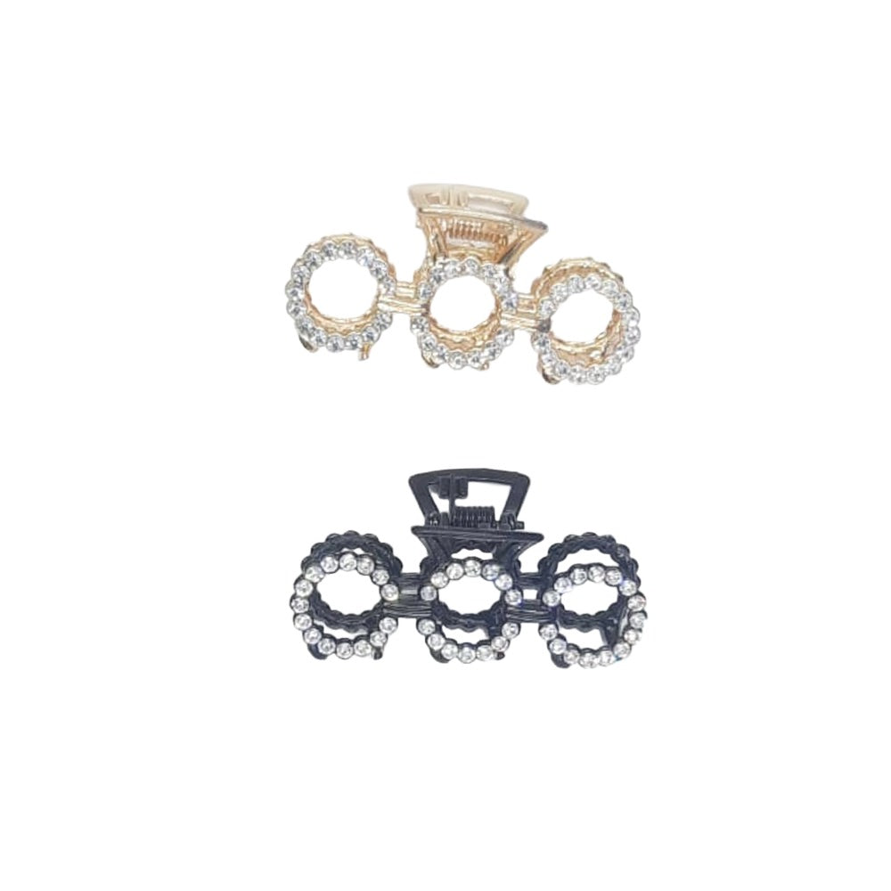 Hair Claw in 3 Circles with Rhinestones Design