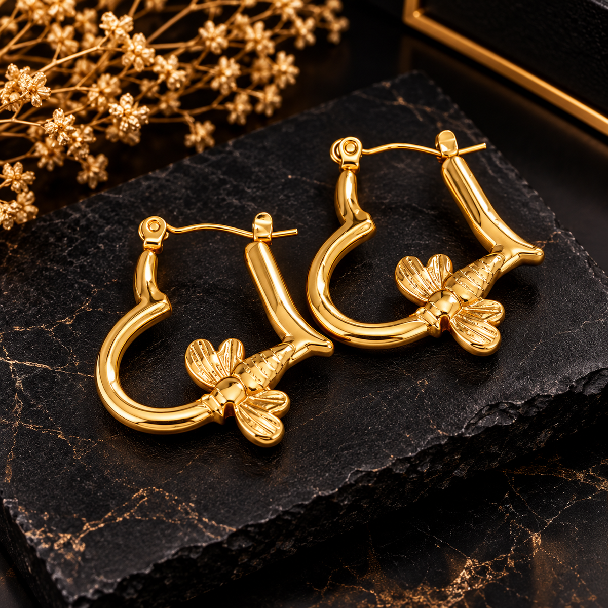 Gold-Tone Bow Hoop Earrings for Women