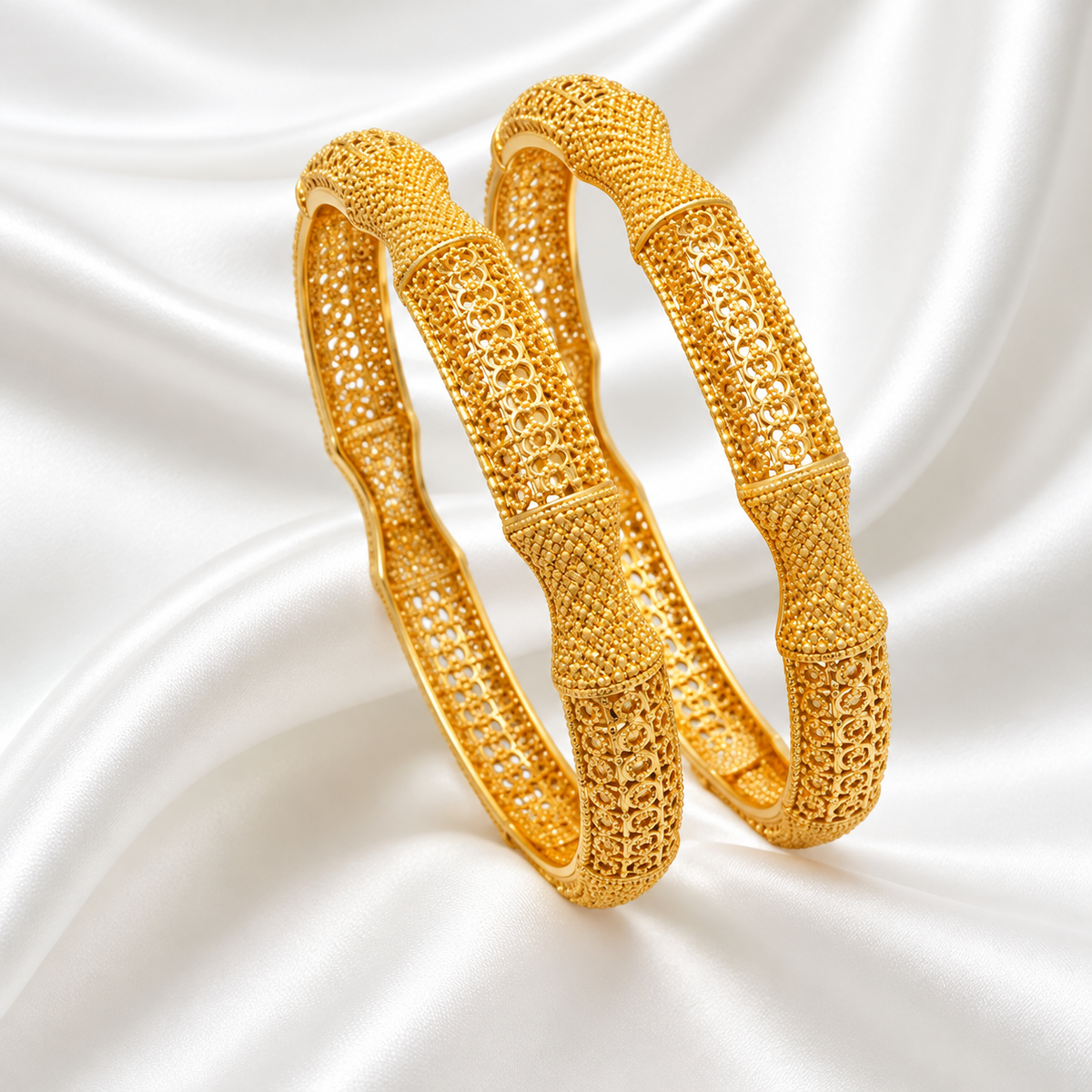 Luxury Gold-Tone Textured Bangle Set for Women