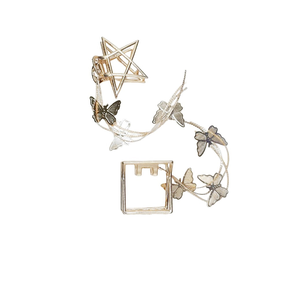 Hair Claw in Geometric Shape with Butterflies Design