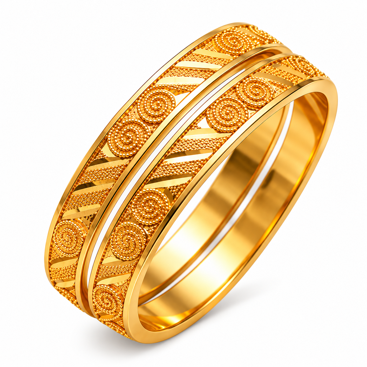 Luxury Gold-Tone Spiral & Geometric Bangle Set for Women