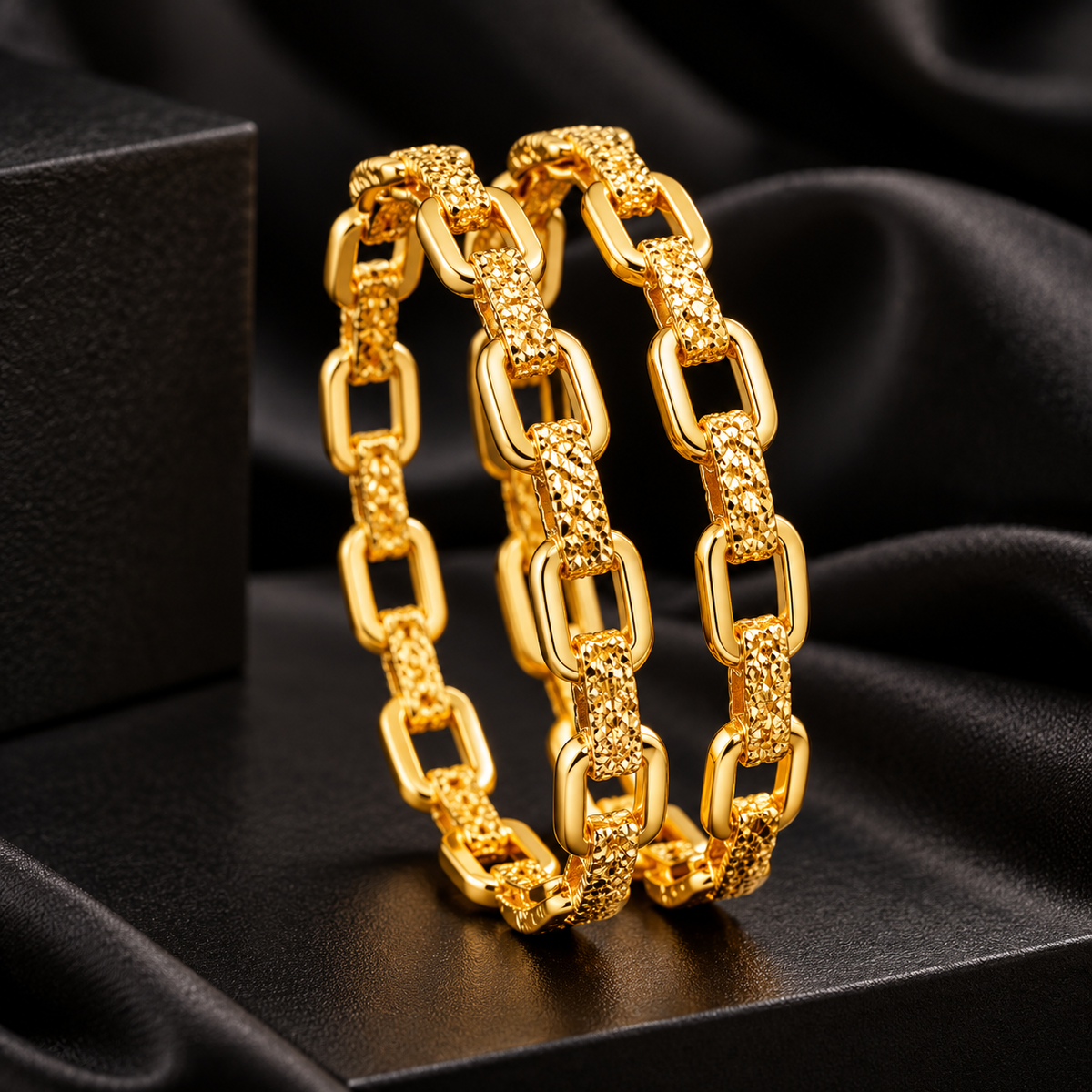Luxury Gold-Tone Chain Link Bangle Set for Women