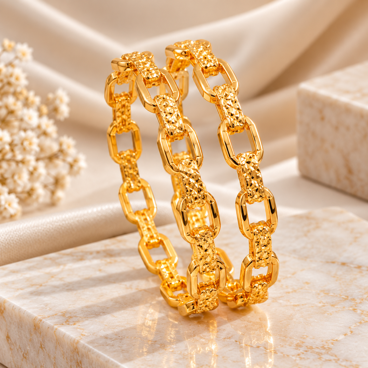 Luxury Gold-Tone Chain Link Bangle Set for Women
