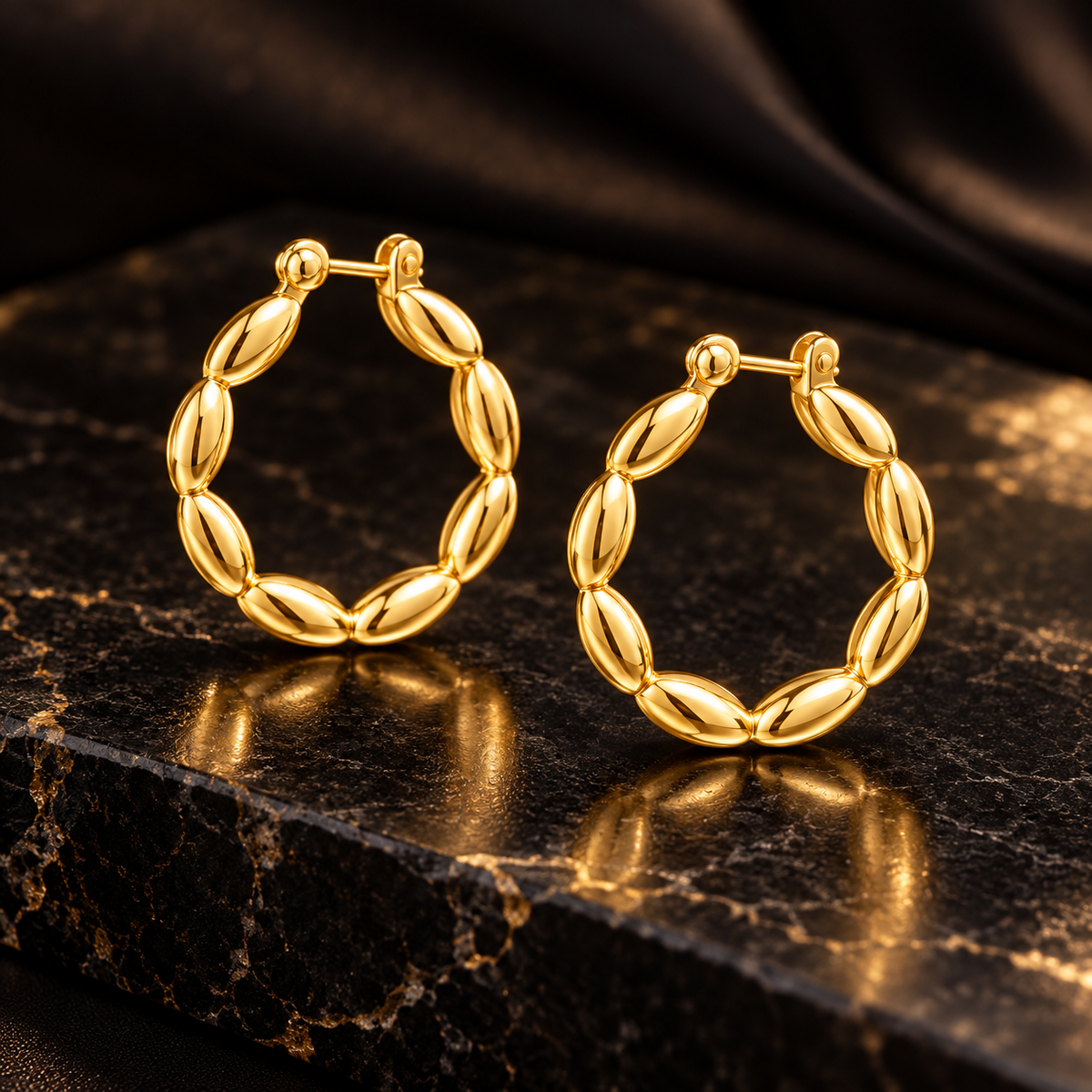 Gold-Tone Twisted Oval Hoop Earrings for Women