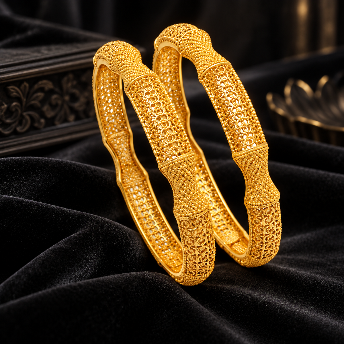 Luxury Gold-Tone Textured Bangle Set for Women