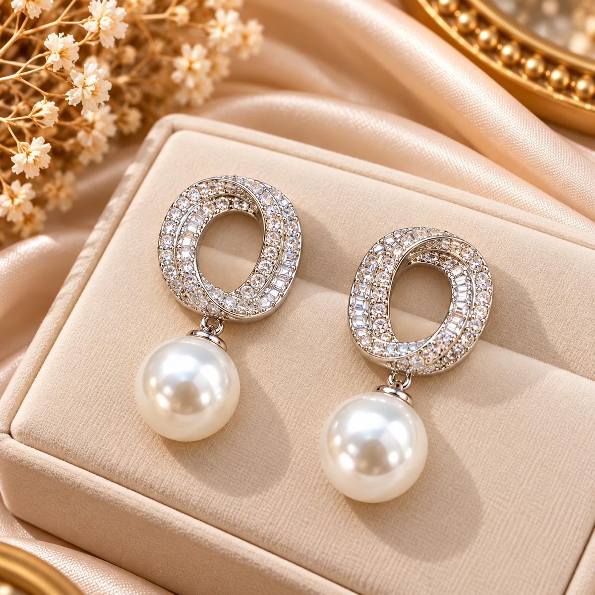 Crystal Geometric Stud Earrings in Gold & Silver Tone for Women