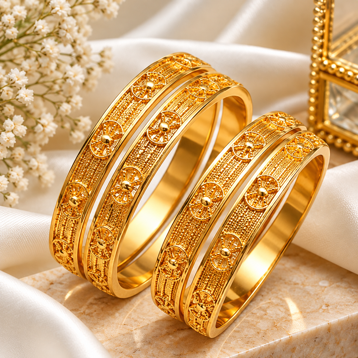 Luxury Gold-Tone Double Line Bangle for Women