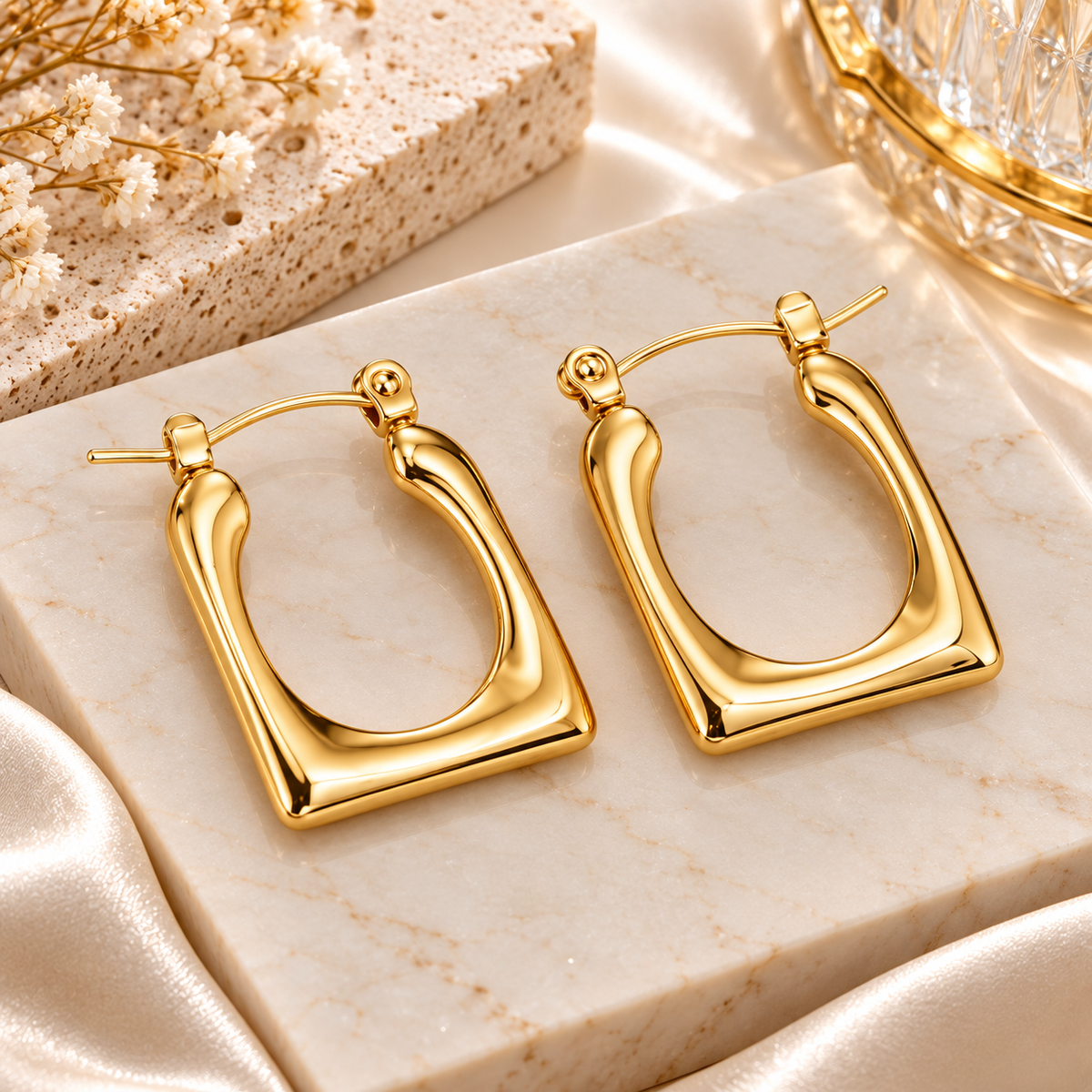 Gold-Tone Geometric Hoop Earrings for Women