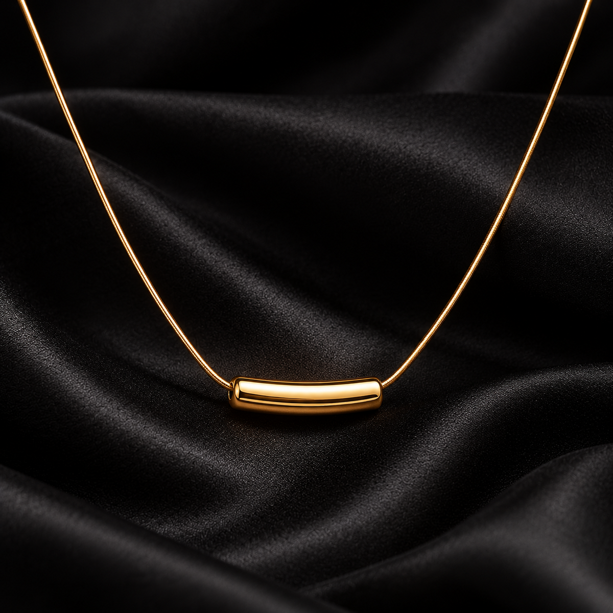 Minimalist Gold-Tone Bar Pendant Necklace for Women