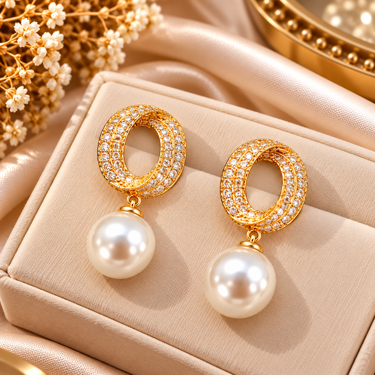 Crystal Geometric Stud Earrings in Gold & Silver Tone for Women