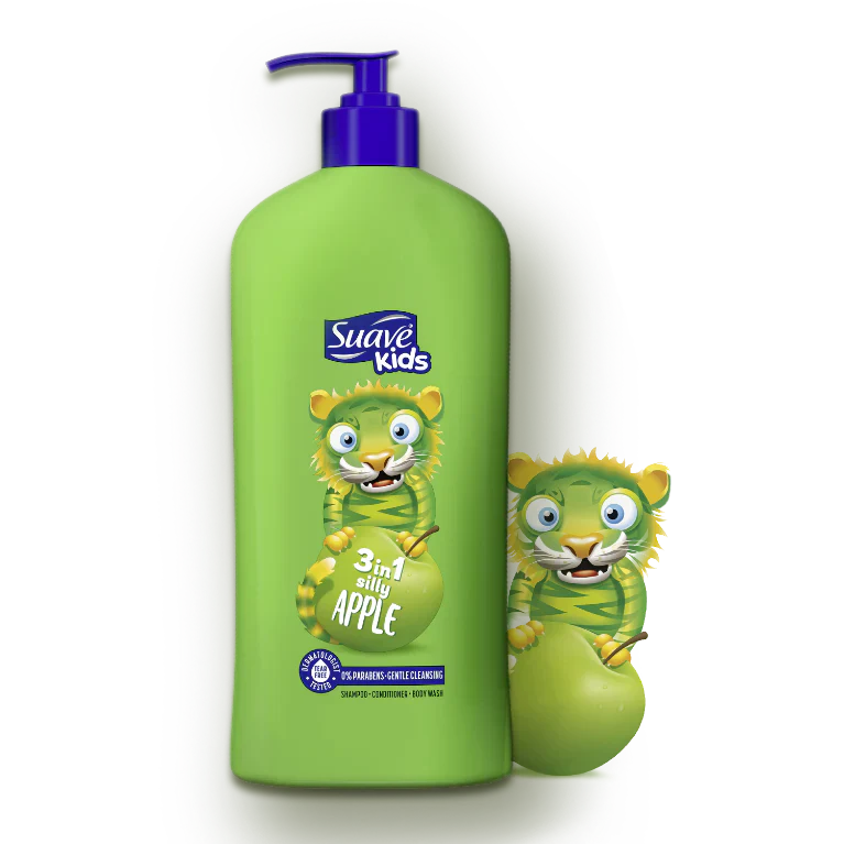Suave Kids Silly Apple 3-in-1 Shampoo, Conditioner, Body Wash 700 ML