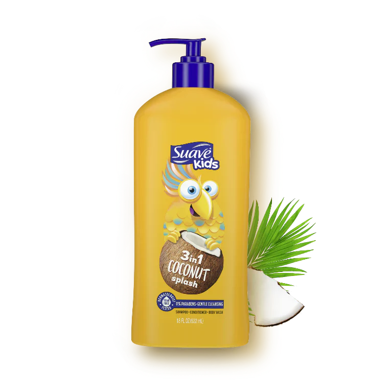 Suave Kids 3-in-1 Shampoo, Conditioner, Body Wash Coconut Splash
