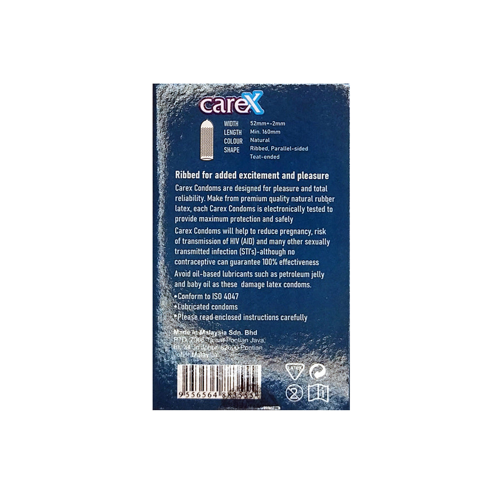 Carex Ribbed Condoms Pack Of 12