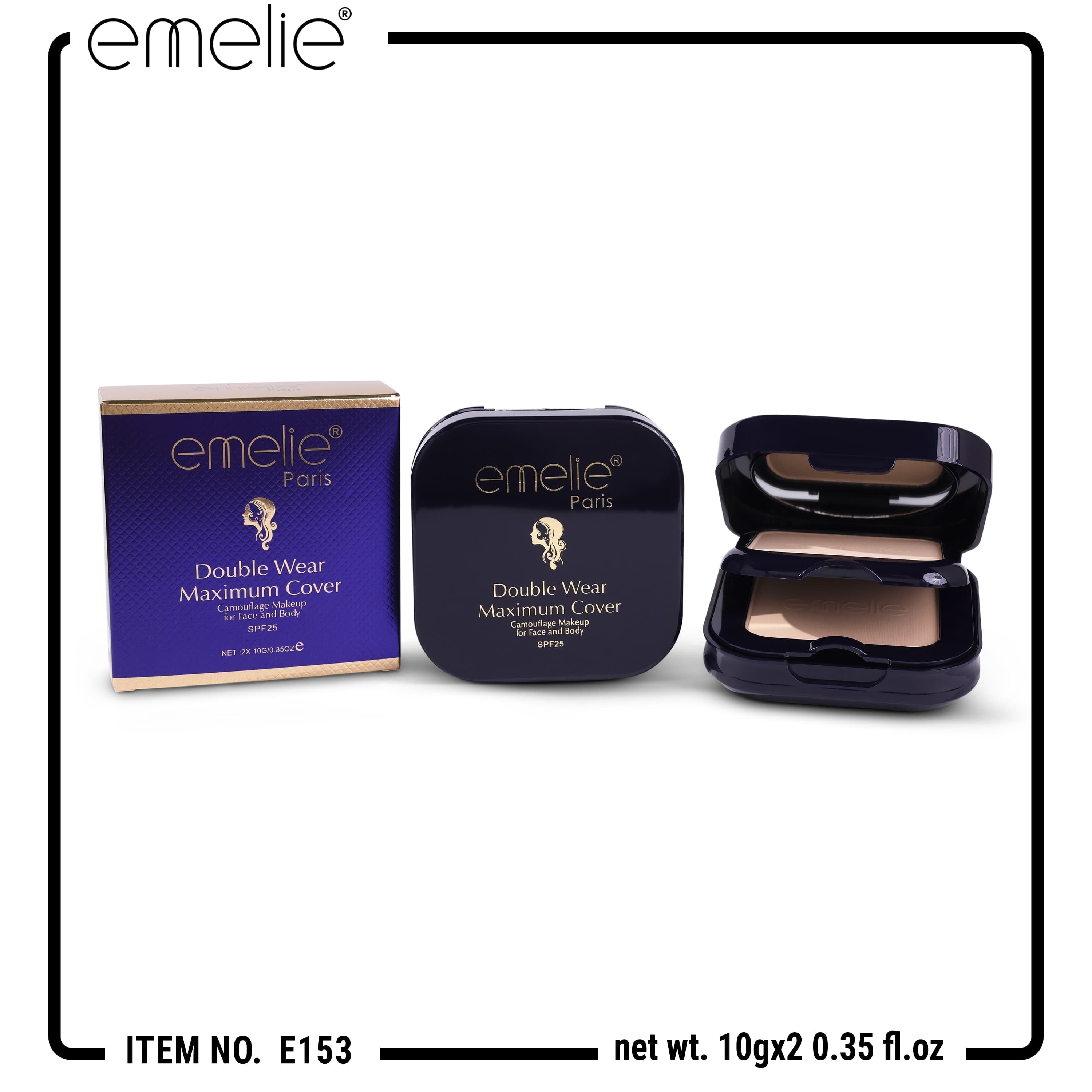 Emelie Double Wear Maximum Cover Pressed Powder