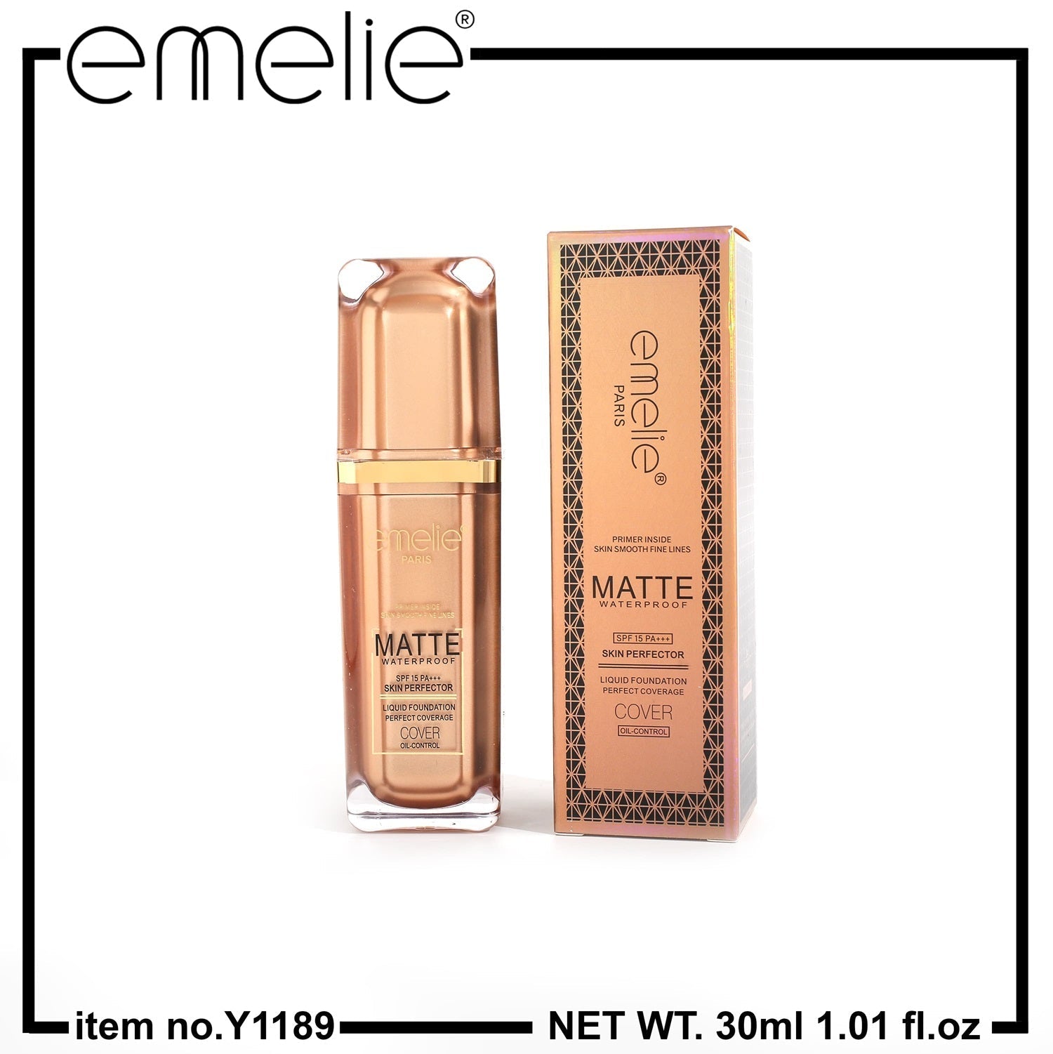 Emelie Matte Waterproof Skin Perfector Liquid Foundation 30 ML
