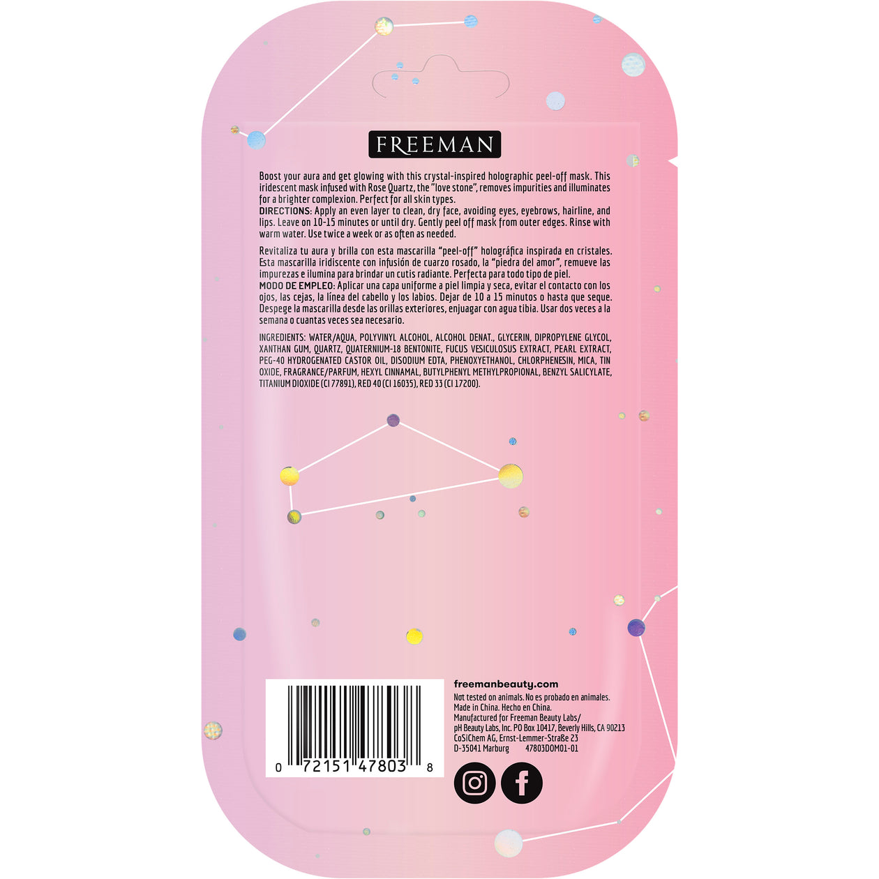 Freeman Cosmic Luminizing Rose Quartz Peel Off Mask 10 ML
