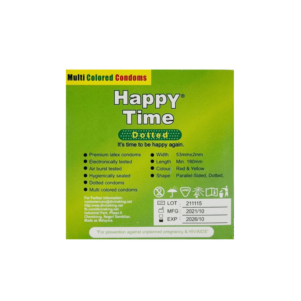 Happy Time Dotted Condom 2 Multi Colored Condoms