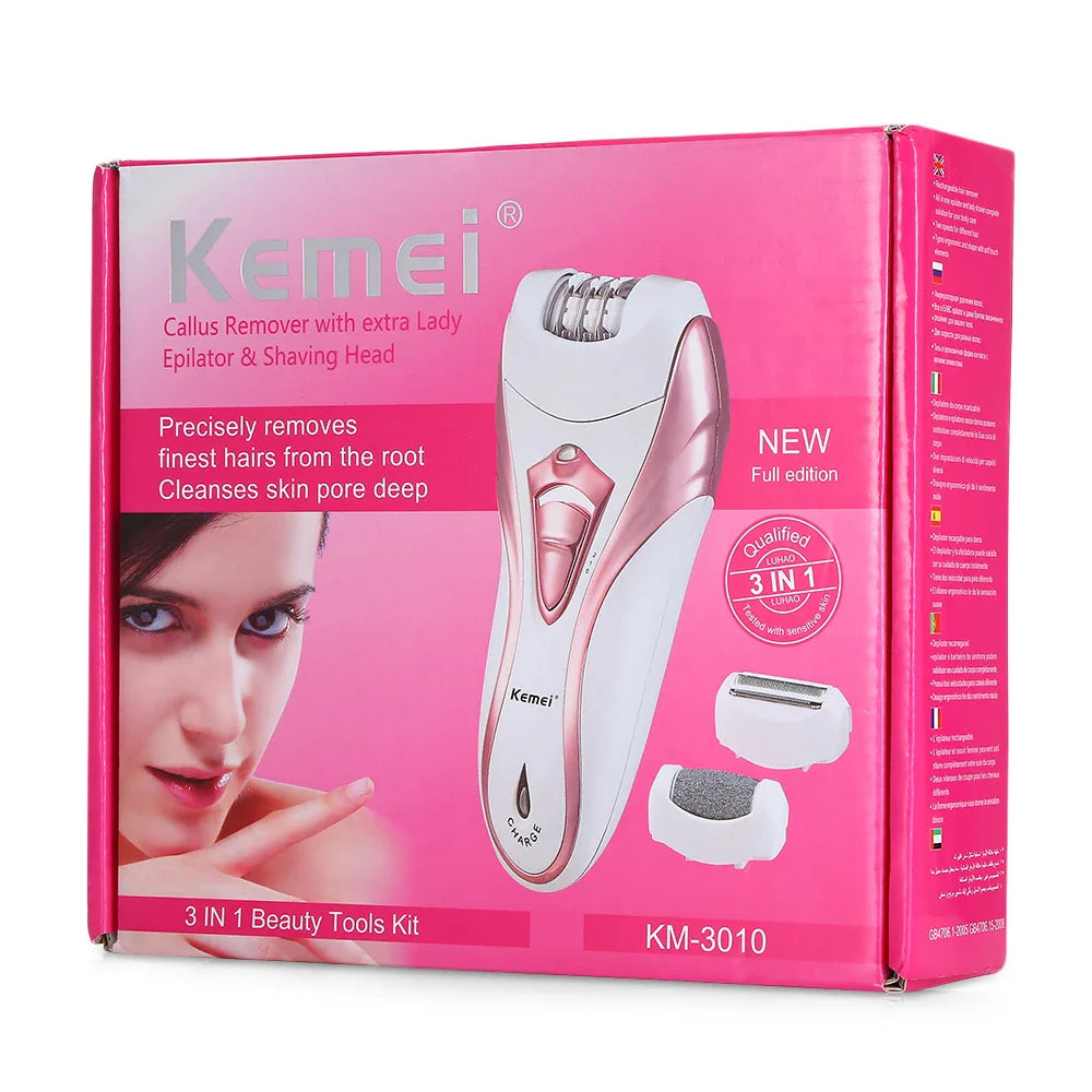 Kemei 3 In 1 Electric Epilator Shaver Callus Remover KM-3010