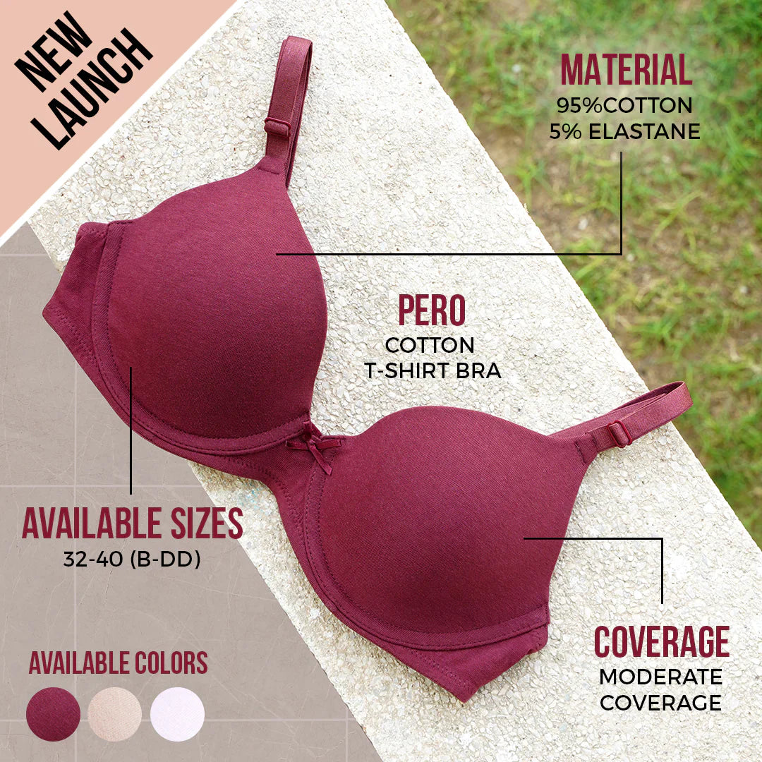BLS Pero Wired And Padded Cotton Bra  Maroon