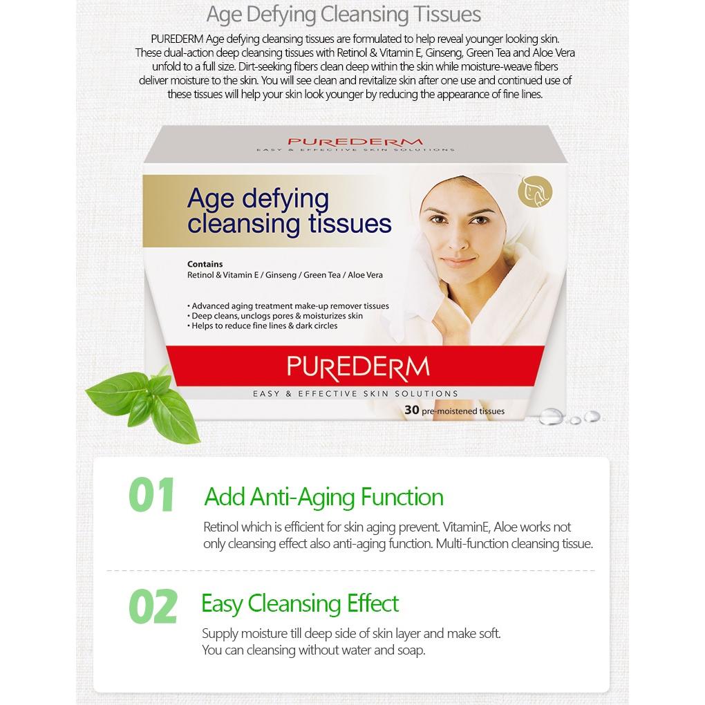 Purederm Age Defying Cleansing Tissues 30 Tissues