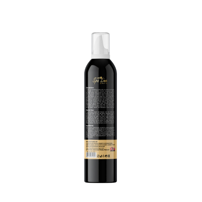 Spa Line Keratin Hair Mousse Strong Hold Black