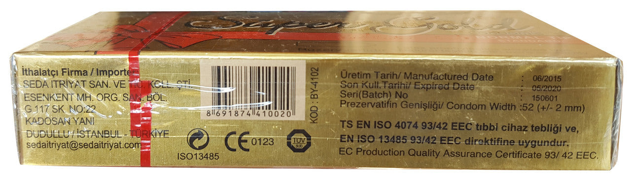 Super Gold Lubricated Condoms 12 Pieces (Normal Tip)