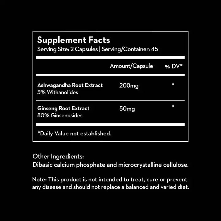Versus Ashwagandha and Ginseng Extract 90 Capsules
