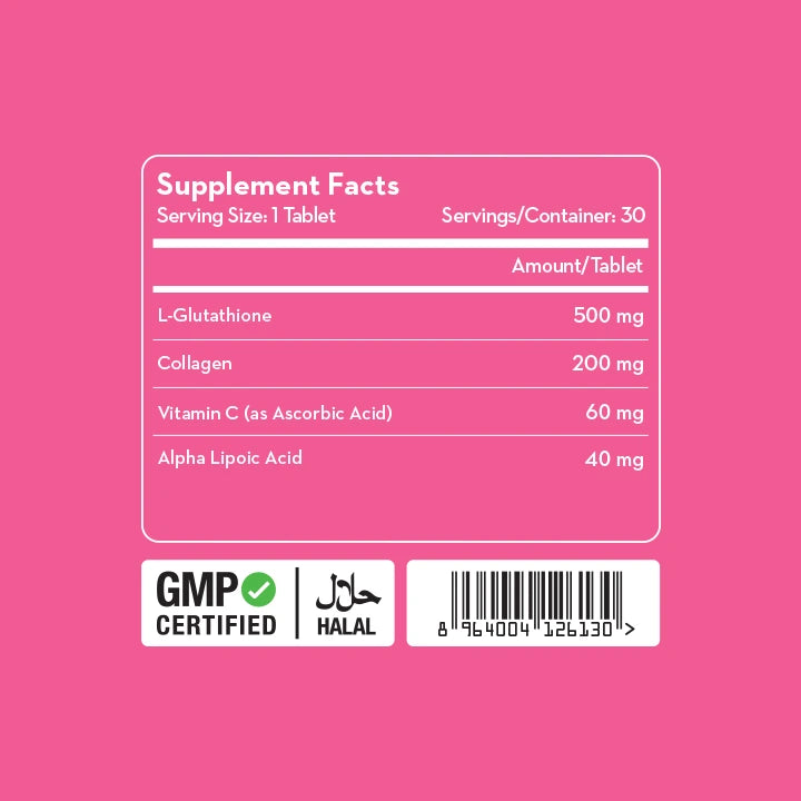 Versus Glow Getter Glutathione with Vitamin C + Collagen & ALA 30 Tablets