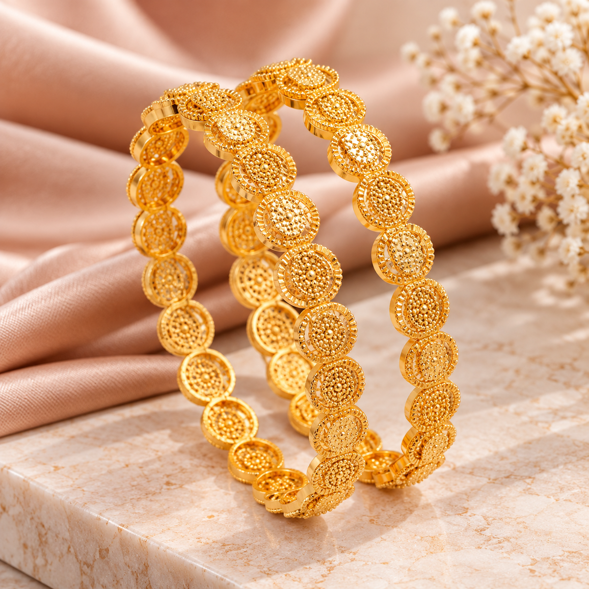Luxury Gold-Tone Coin Design Bangle Set for Women