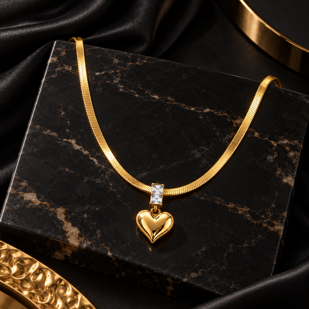 Gold-Tone Heart Pendant Necklace for Women