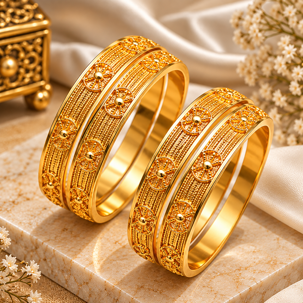 Luxury Gold-Tone Double Line Bangle for Women