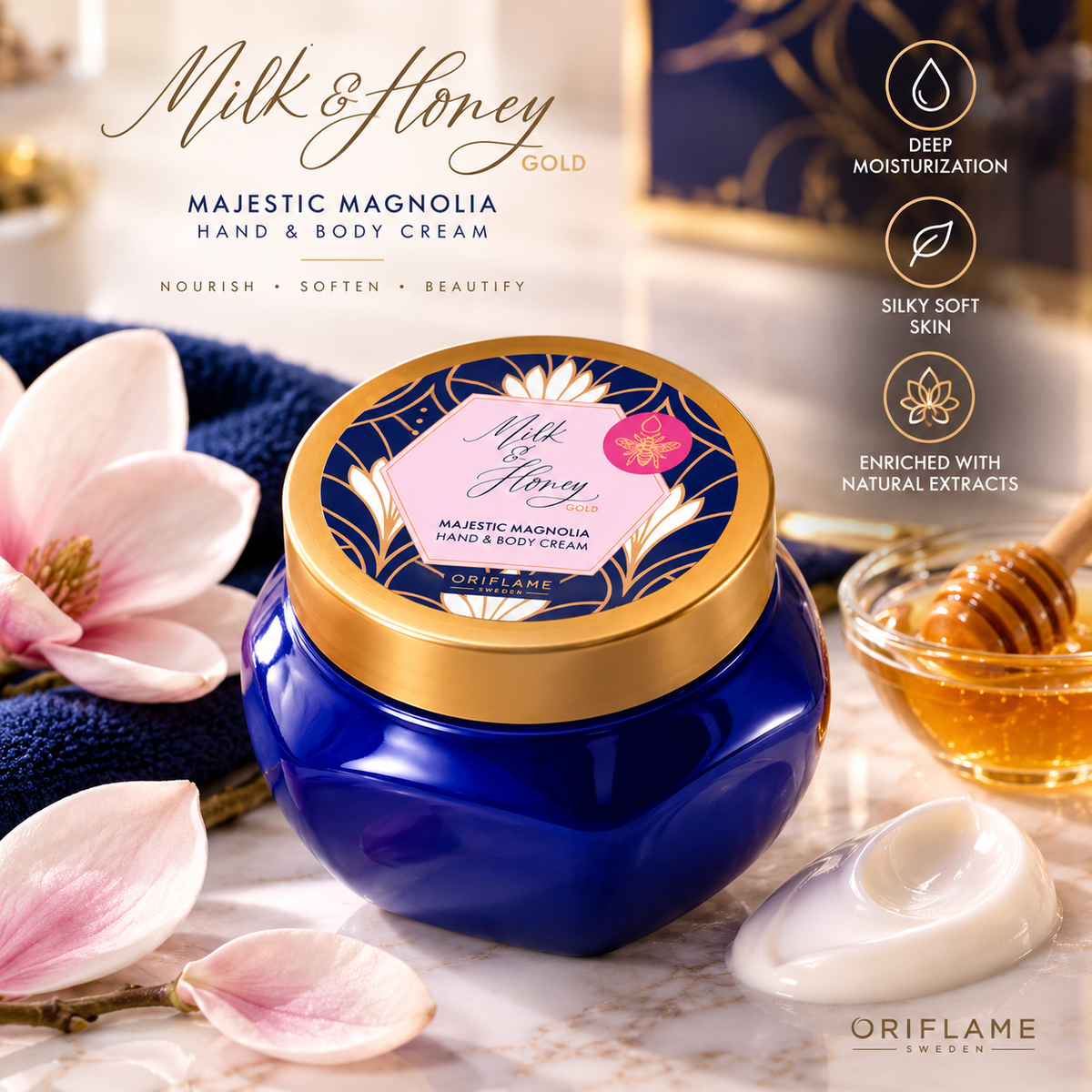 Oriflame Milk and Honey Majestic Magnolia Hand & Body Cream 250 ML