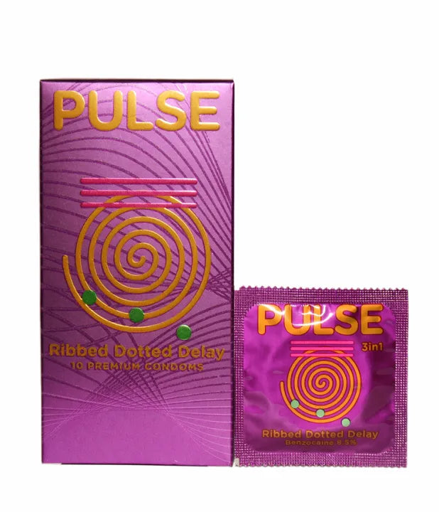 Pulse Ribbed Dotted Delay 10 Premium Condoms