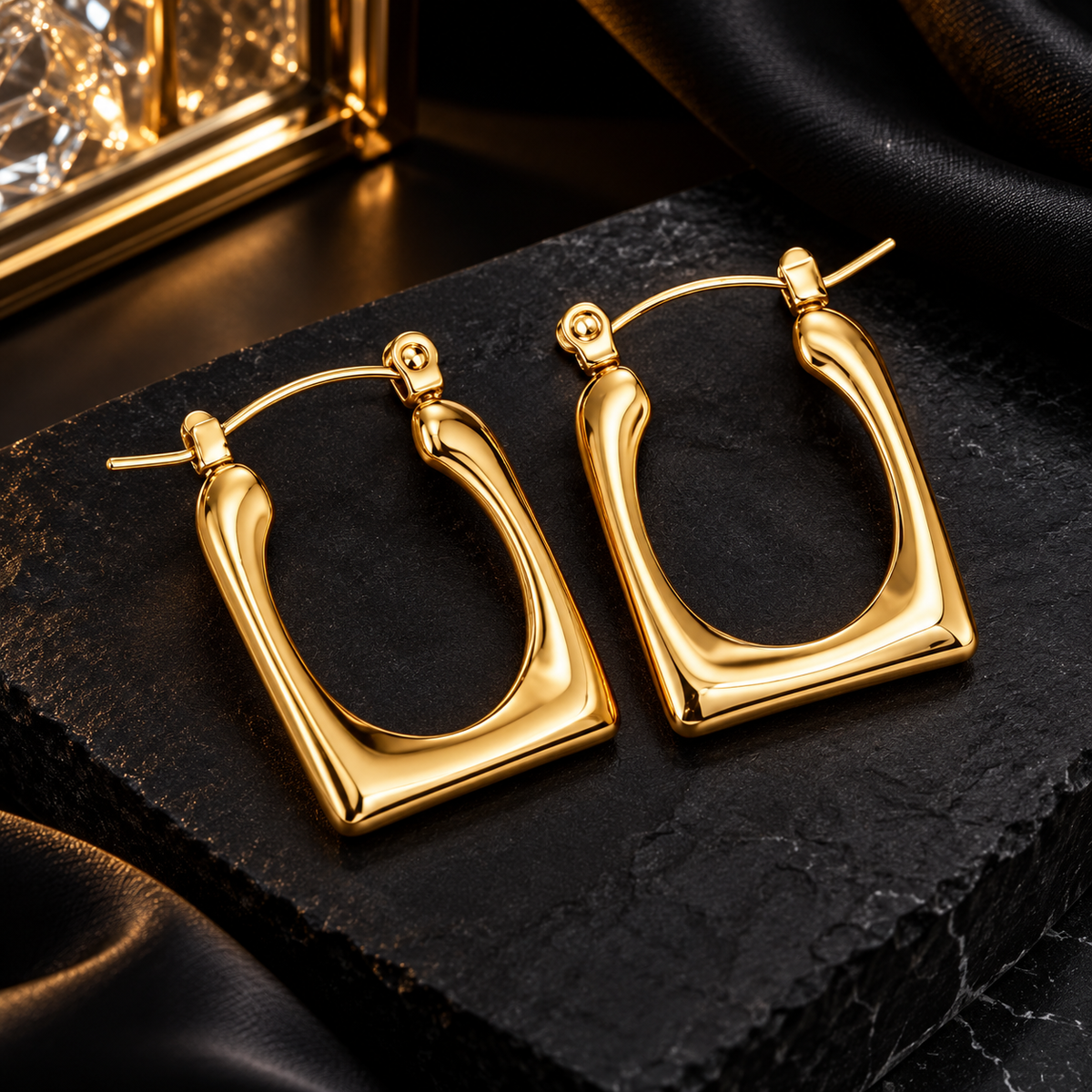 Gold-Tone Geometric Hoop Earrings for Women