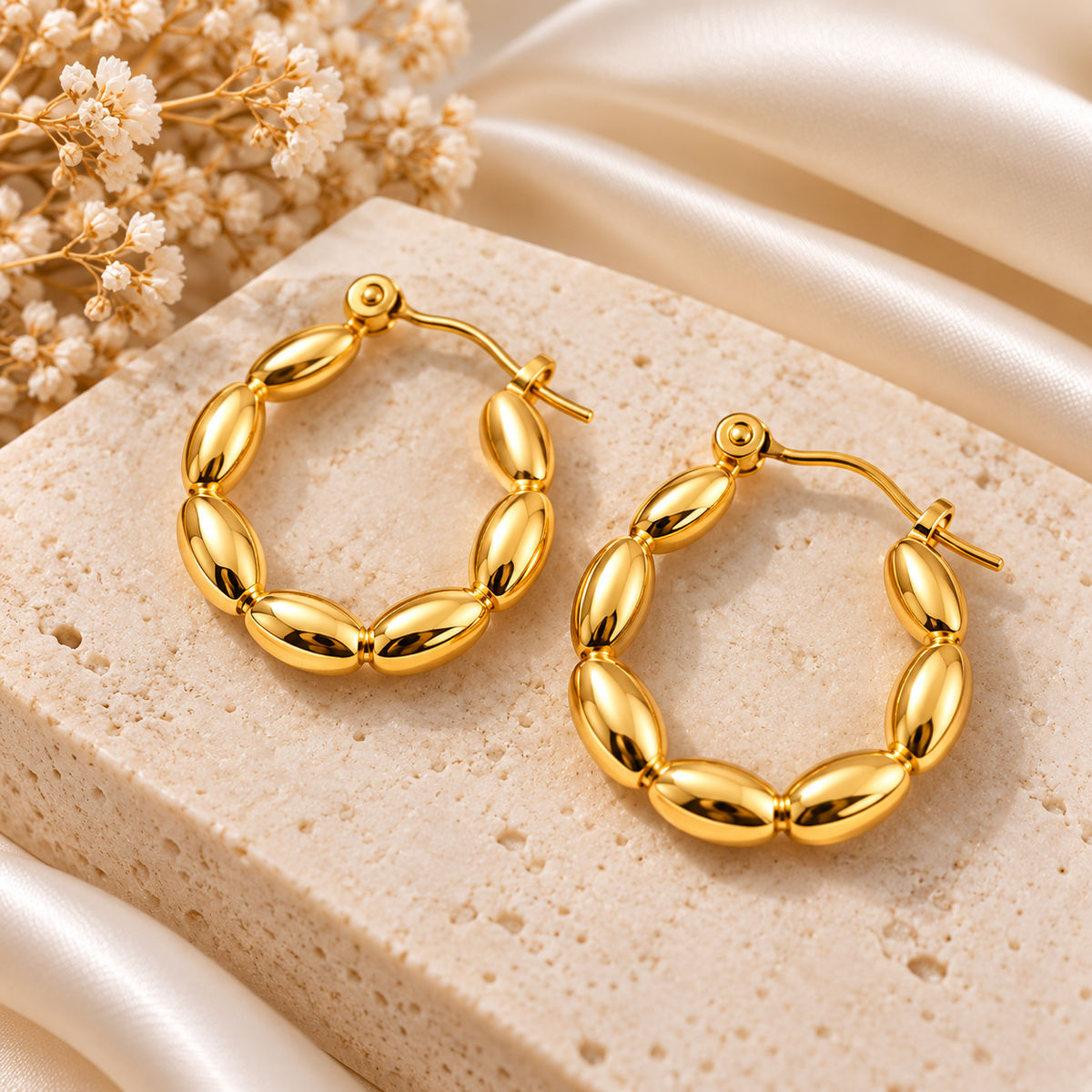 Gold-Tone Twisted Oval Hoop Earrings for Women